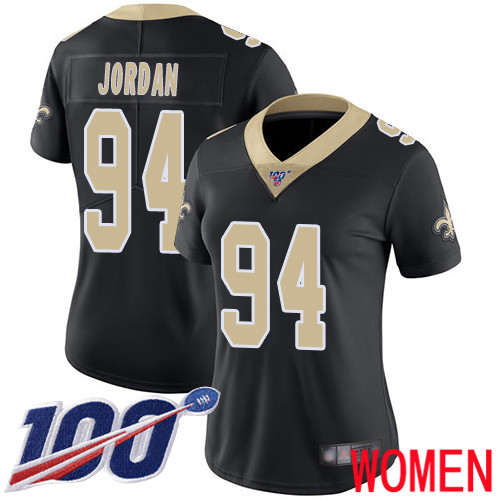 New Orleans Saints Limited Black Women Cameron Jordan Home Jersey NFL Football #94 100th Season Vapor Untouchable Jersey->youth nfl jersey->Youth Jersey